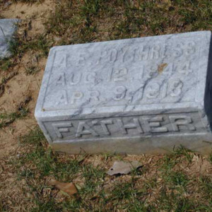Poythress, Algernon Edward 1844 - 1918; son of James E. Poythress (b.1803) & Catherine S. Preston
Magnolia; 2638 23rd Av; Meridian, MS
Lot 4, Section 5