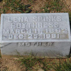 Poythress, Lena Ross (Spinks) 1892 - 1981; wife of Ben/Bennie Edward Poythress Sr. (b.1893)
Magnolia; 2638 23rd Av; Meridian, MS
Lot 4, Section 5